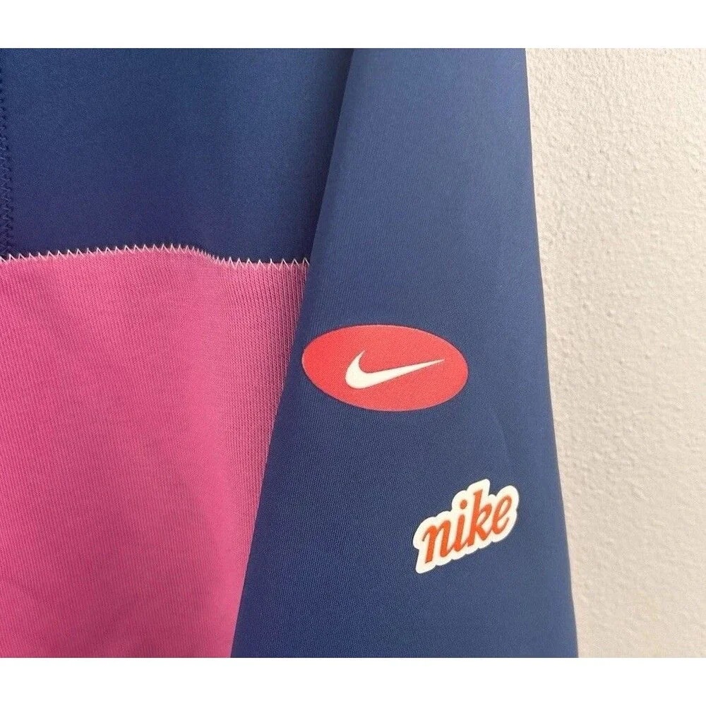 NIKE Pro Dri-FIT Women's 1/2-Zip Training Pullover Size XS Cropped Blue Pink